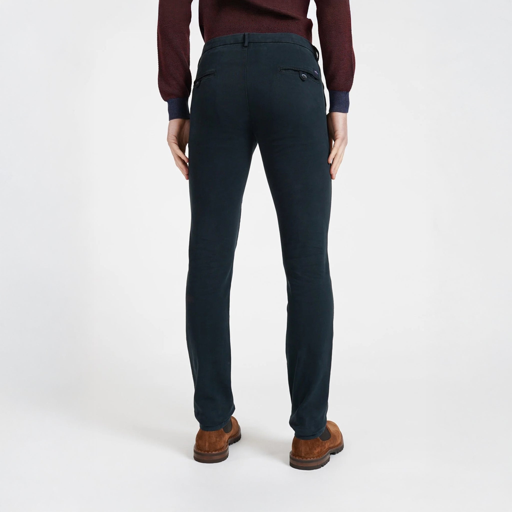 Navy Blue Twill Stretch Slim Fit Chino - Mason's