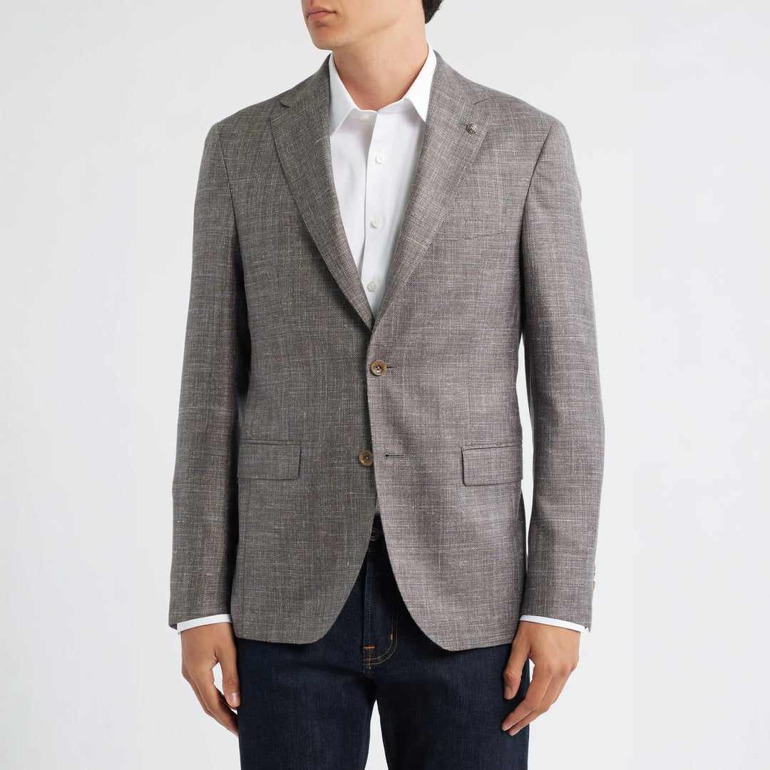 Brown Mélange Wool/Silk/Linen Morris Contemporary Fit Sport Jacket - Jack Victor
