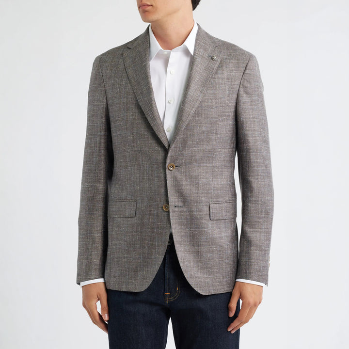 Brown Mélange Wool/Silk/Linen Morris Contemporary Fit Sport Jacket - Jack Victor