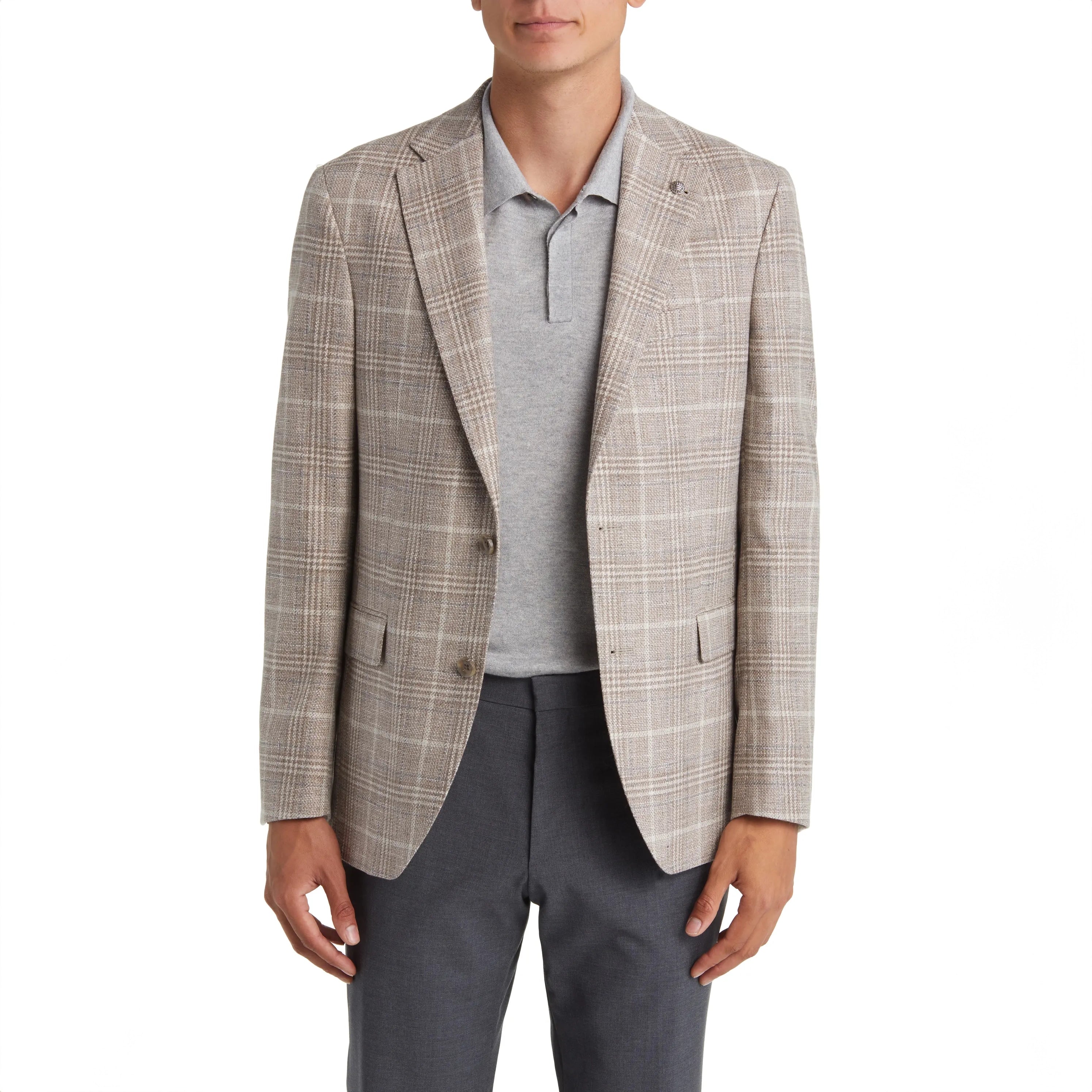 Taupe Prince-of-Wales Cotton-Wool McAllen Contemporary Fit Sport Jacket - Jack Victor 1913