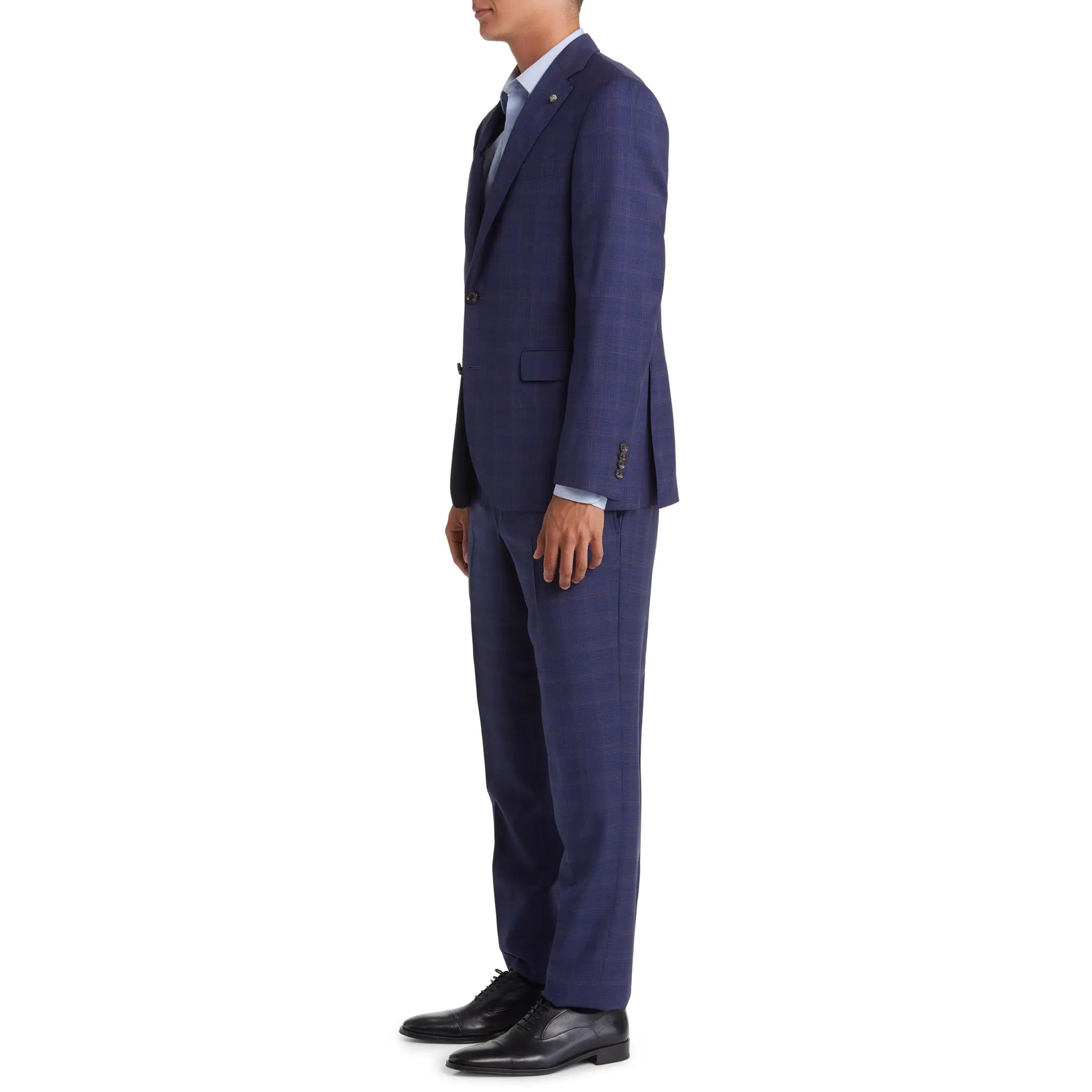Blue Check Esprit Modern Fit Loro Piana Wool Suit - Jack Victor