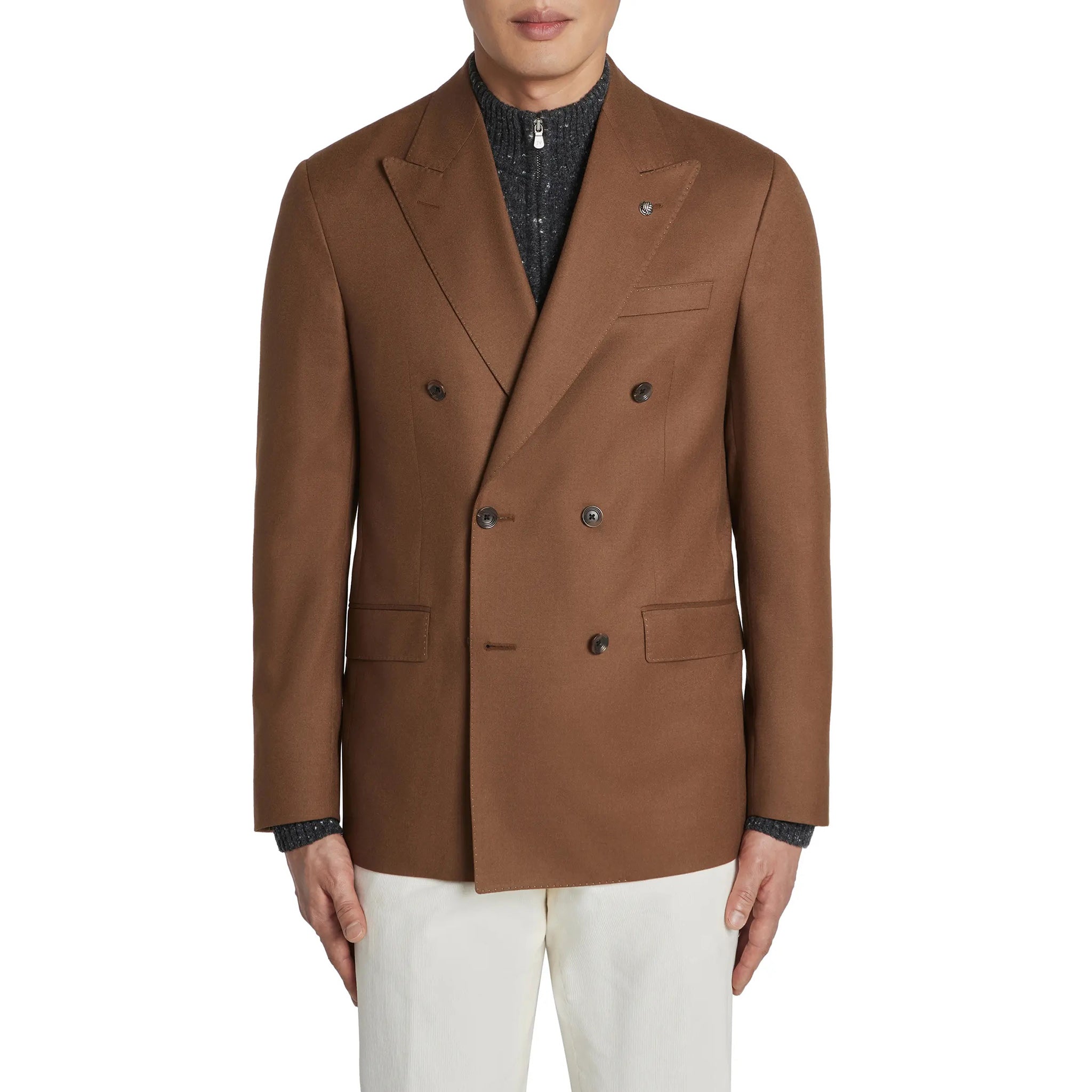 Tobacco Brown Double Breasted Martin Contemporary Fit Sport Jacket - Jack Victor