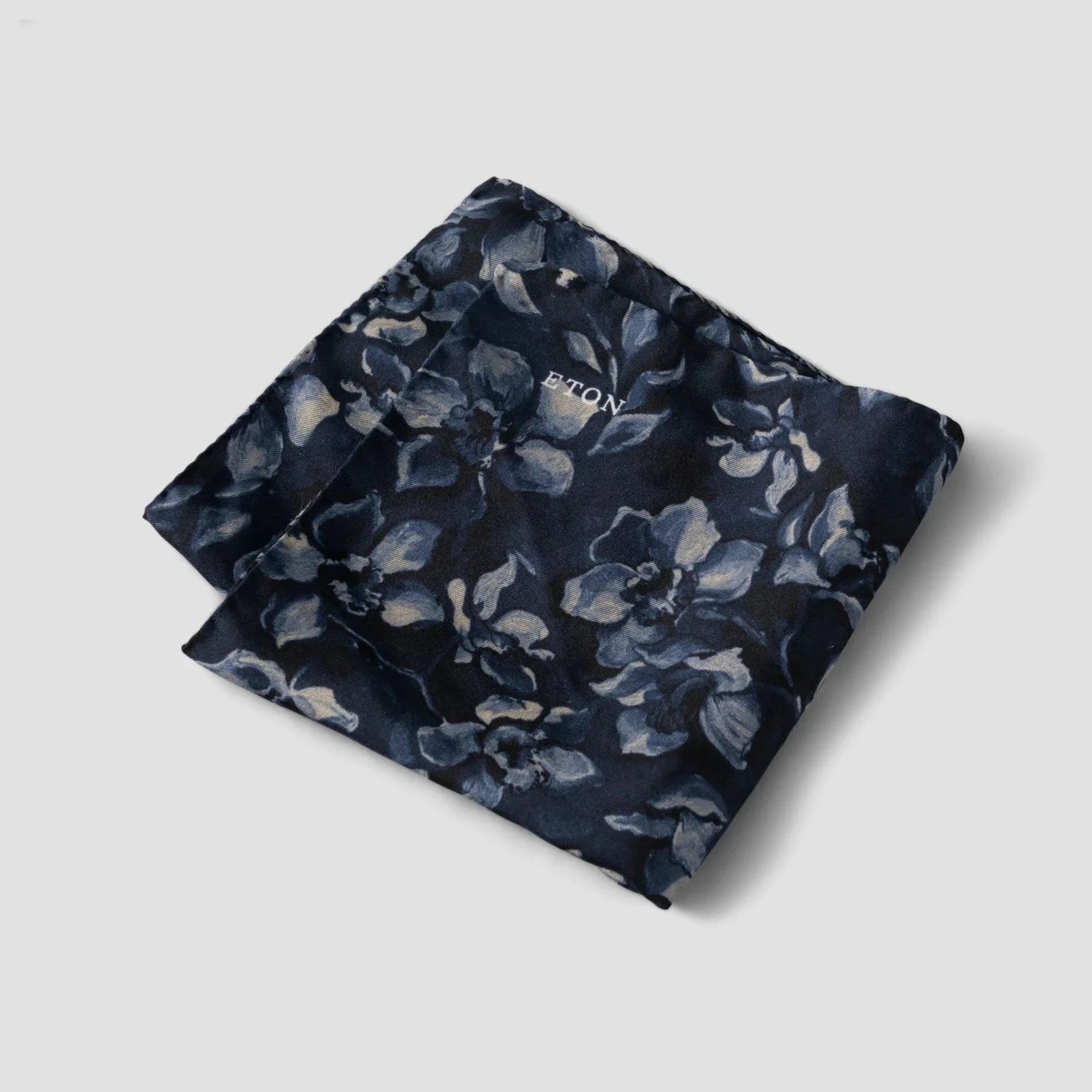 Dark Gray Floral Silk Pocket Square - ETON