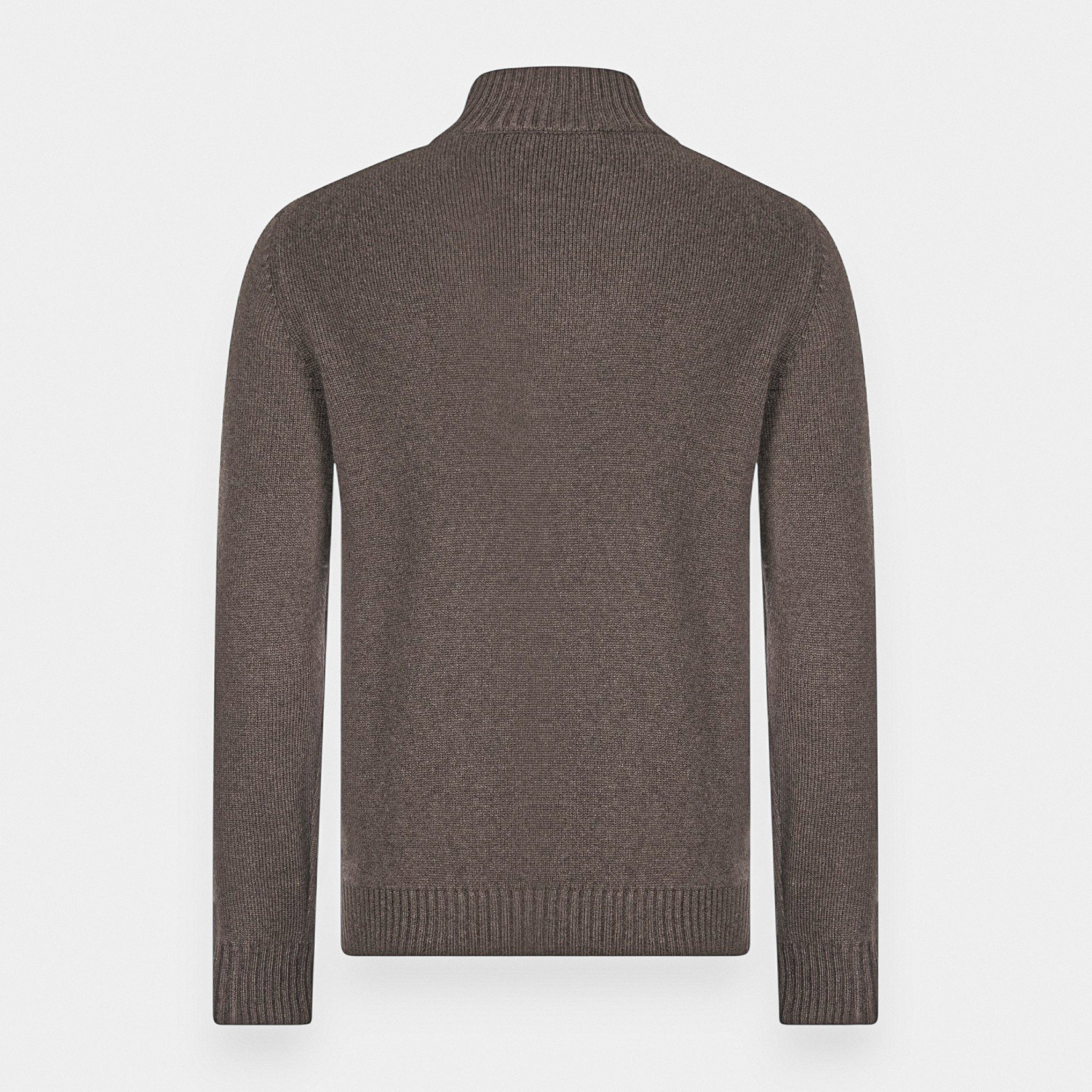 Brown Wool/Cashmere/Viscose Half Zip Sweater - GRAN SASSO - Boutique Jacques International