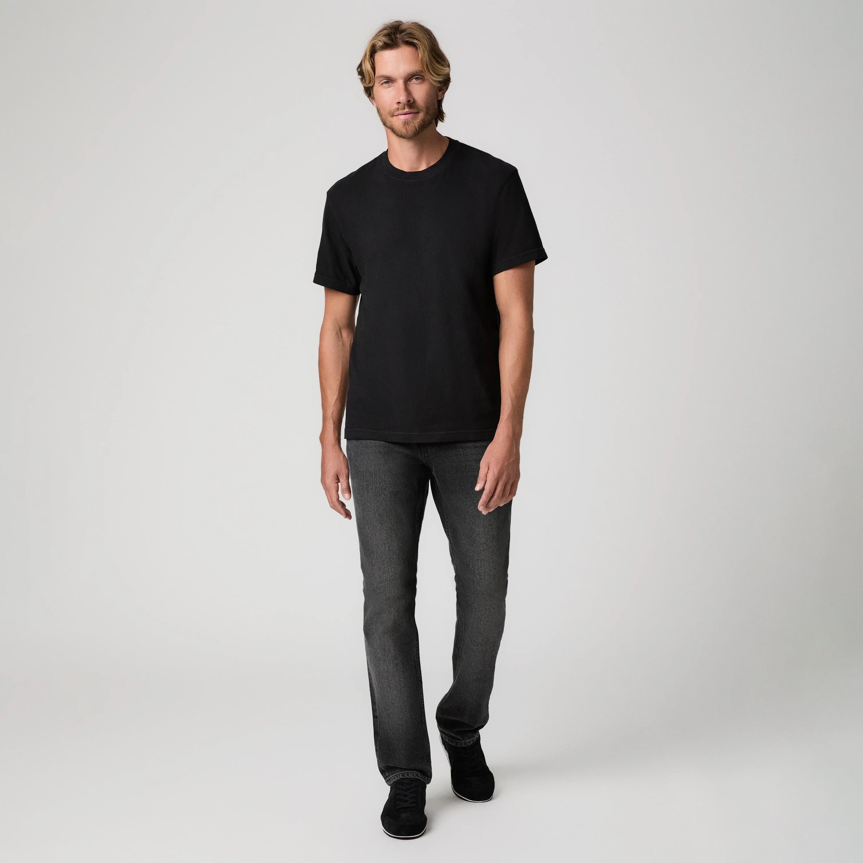 Cozad Dark Gray Wash Lennox Slim Fit Cotton-Tencel Heritage Jeans - PAIGE
