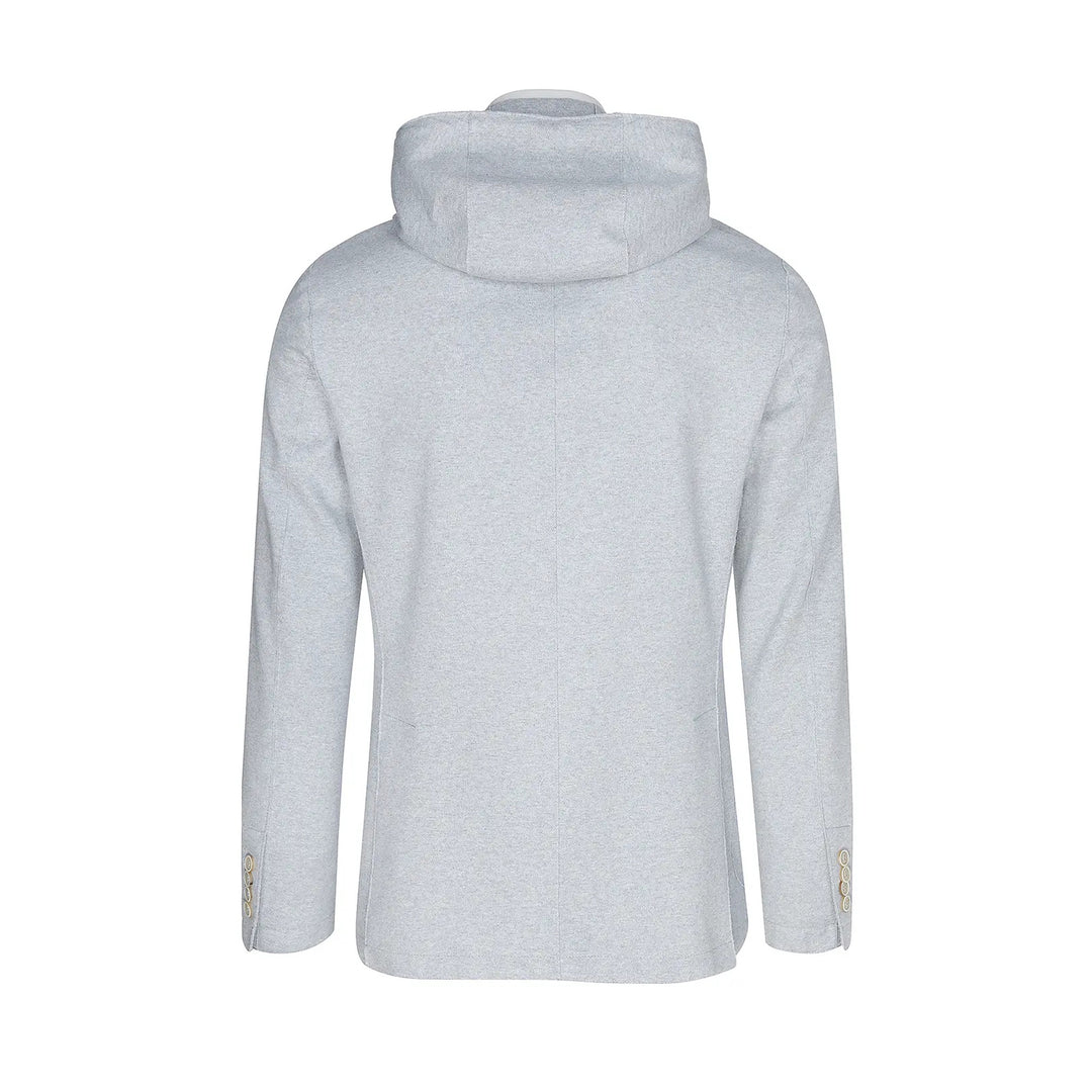 Zucchero Blue Cotton-Stretch Hybrid Sport Jacket with Removable Hood - ELEVENTY