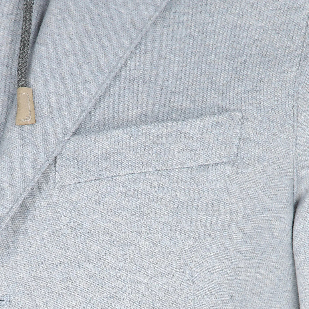 Zucchero Blue Cotton-Stretch Hybrid Sport Jacket with Removable Hood - ELEVENTY