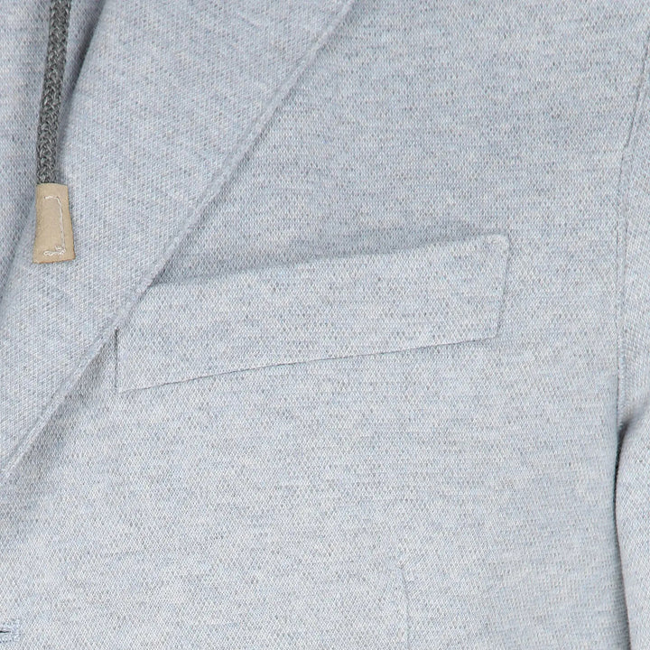Zucchero Blue Cotton-Stretch Hybrid Sport Jacket with Removable Hood - ELEVENTY