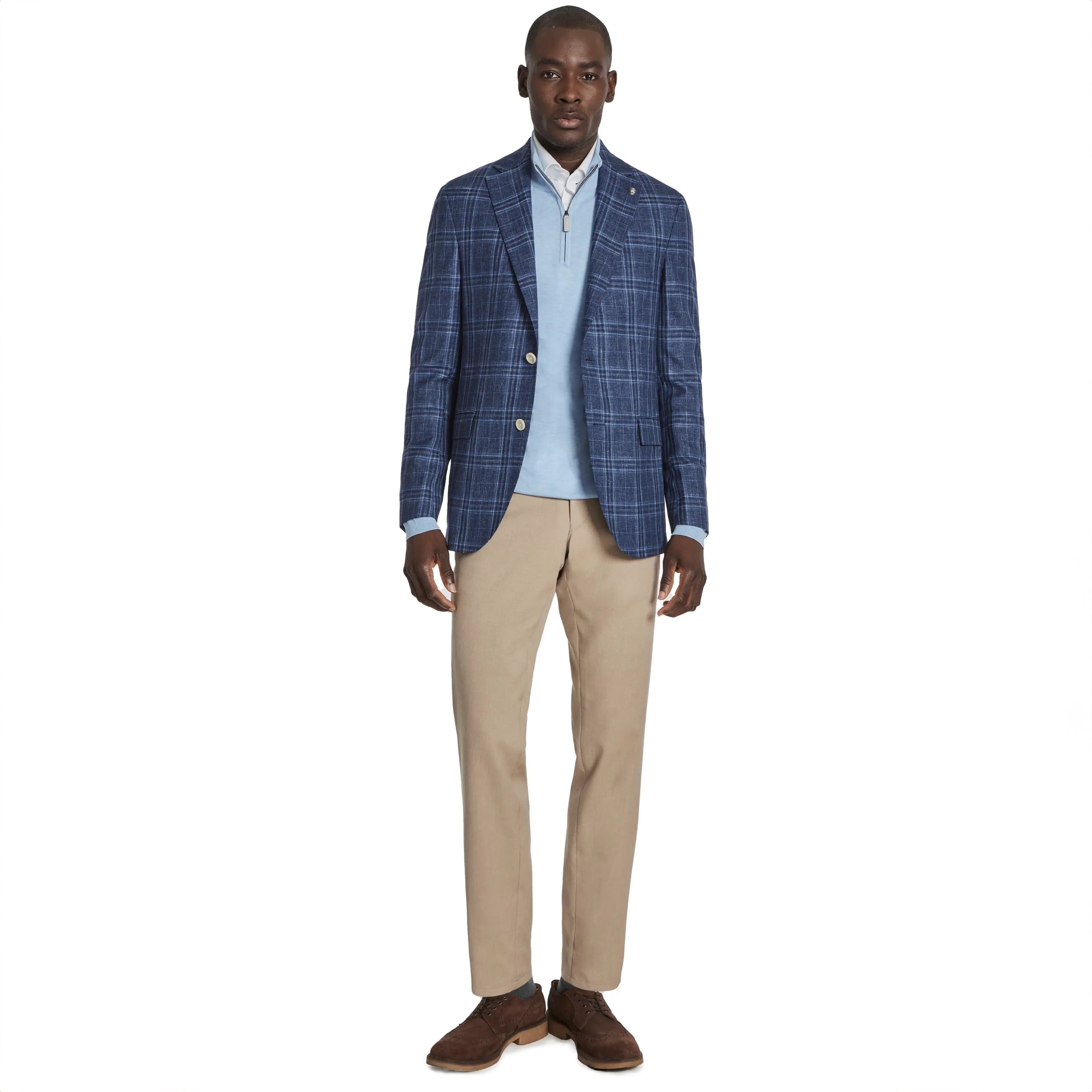 Blue Tonal Glen Check Midland Contemporary Fit Sport Coat - Jack Victor