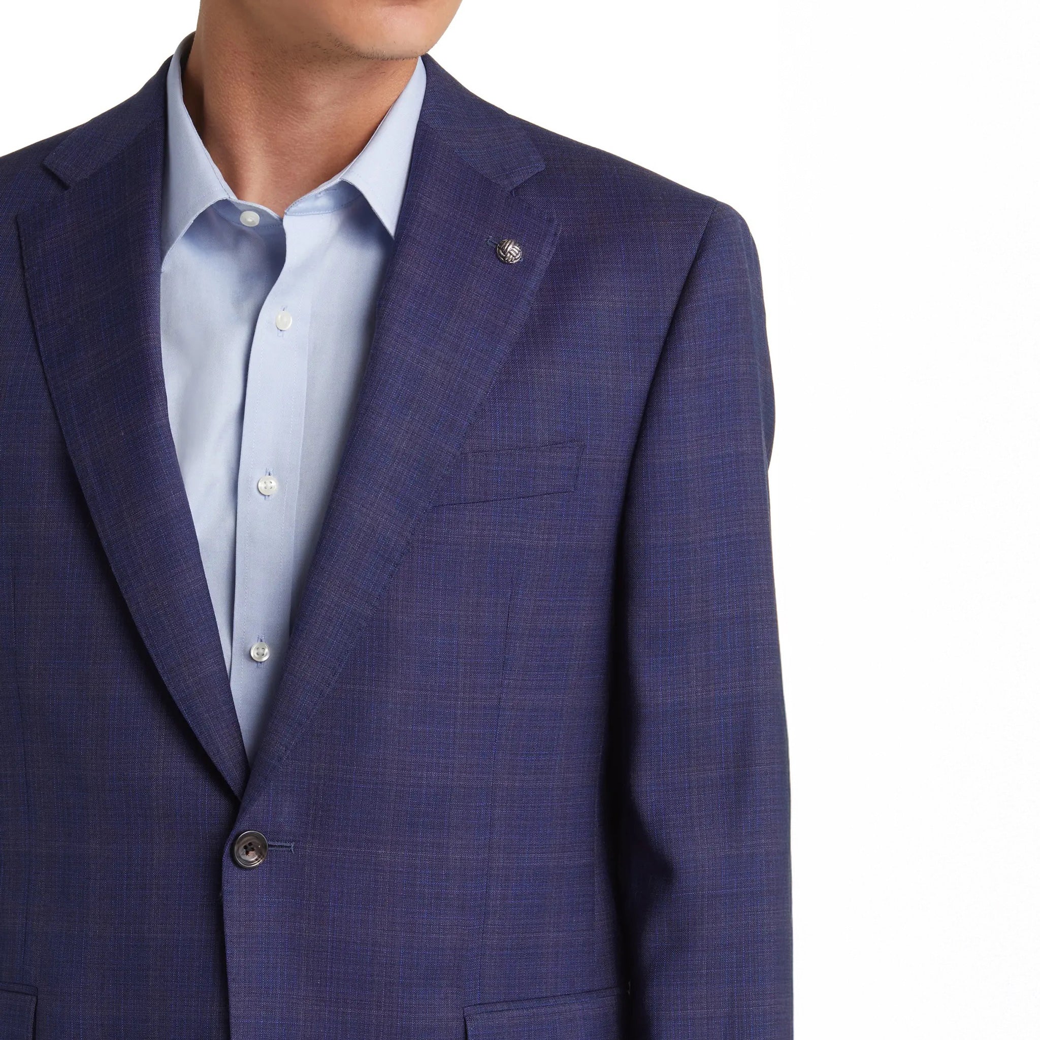 Blue Check Esprit Modern Fit Loro Piana Wool Suit - Jack Victor