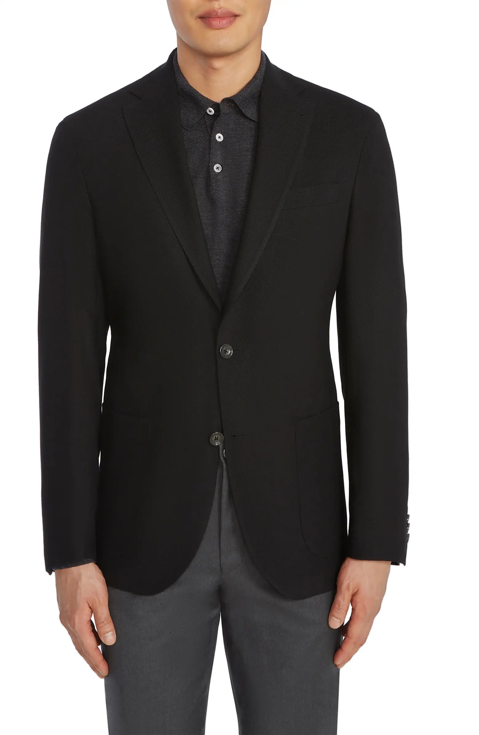 Black Comfortwear Queens Contemporary Fit Unconstructed Knit Sport Coat - Jack Victor - Boutique Jacques International