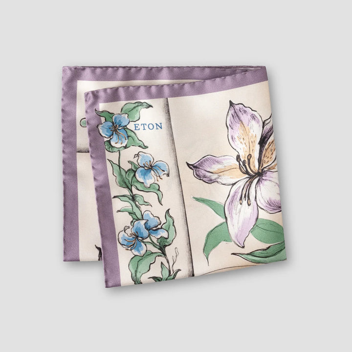 Purple Multicolour Floral Silk Pocket Square - ETON
