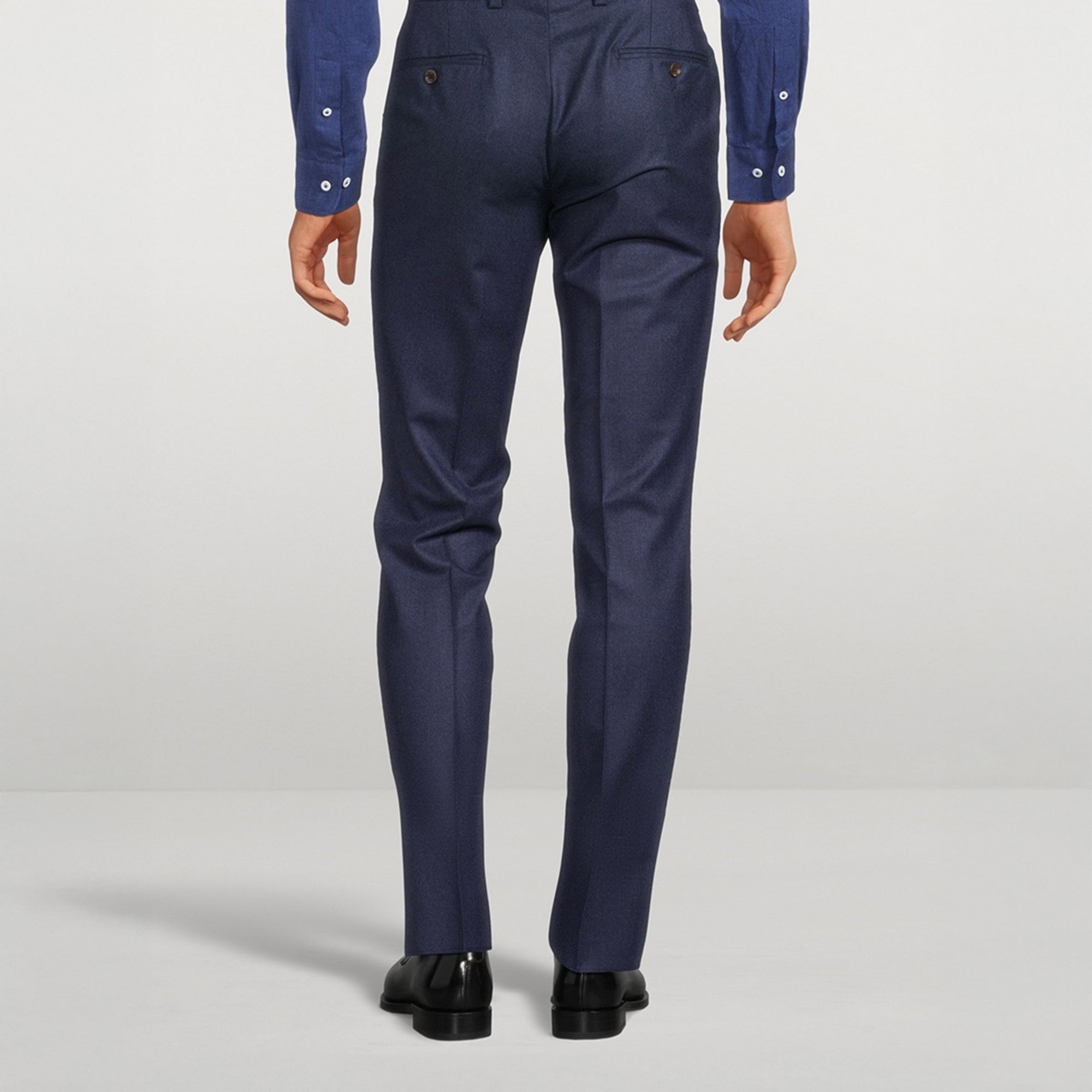 Royal Blue Flannel Wool Modern Fit Yves Single-Pleat Trousers - Jack Victor