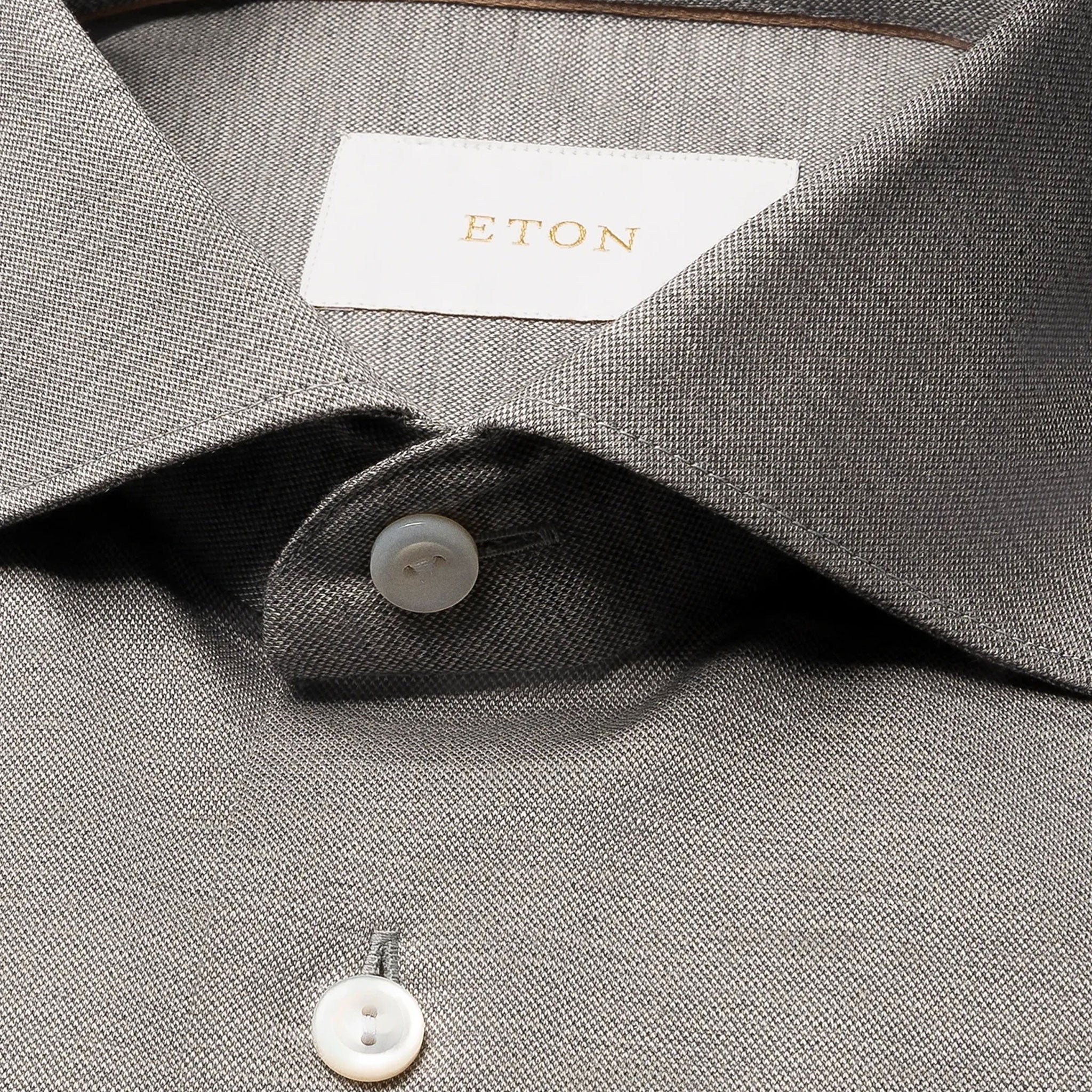 Mid Gray Knitted Merino-Lyocell Slim Fit Casual Shirt - ETON