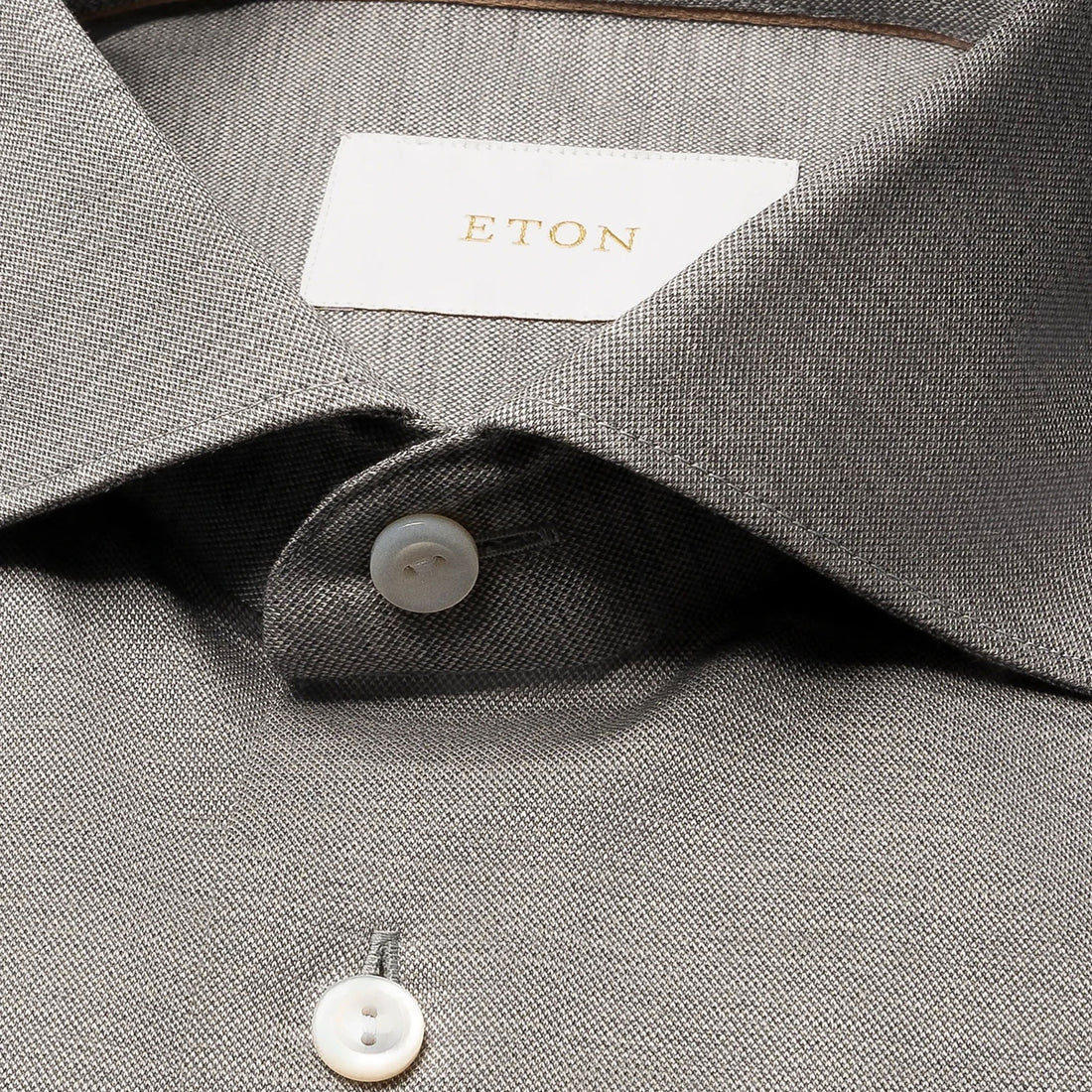 Mid Gray Knitted Merino-Lyocell Slim Fit Casual Shirt - ETON