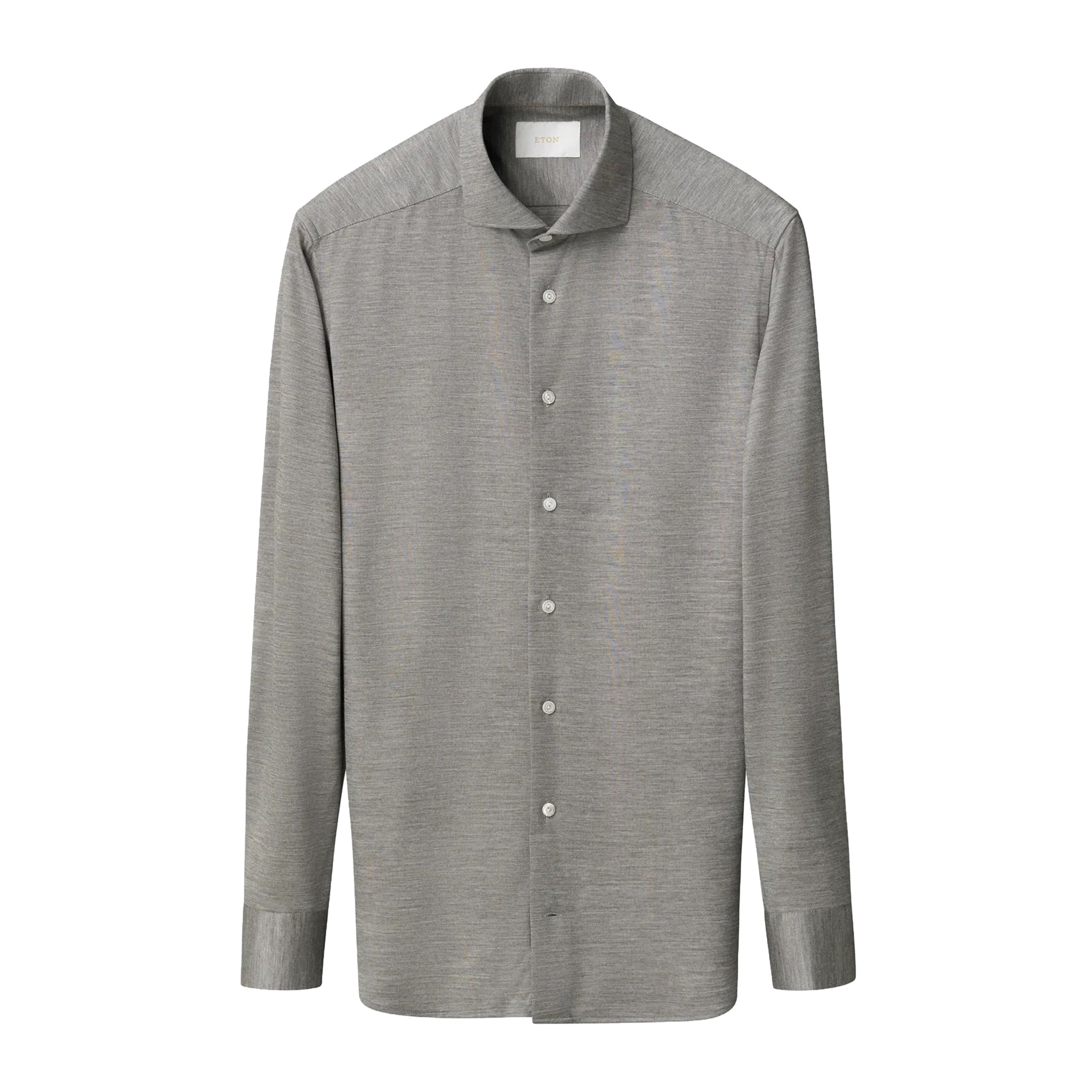 Mid Gray Knitted Merino-Lyocell Slim Fit Casual Shirt - ETON