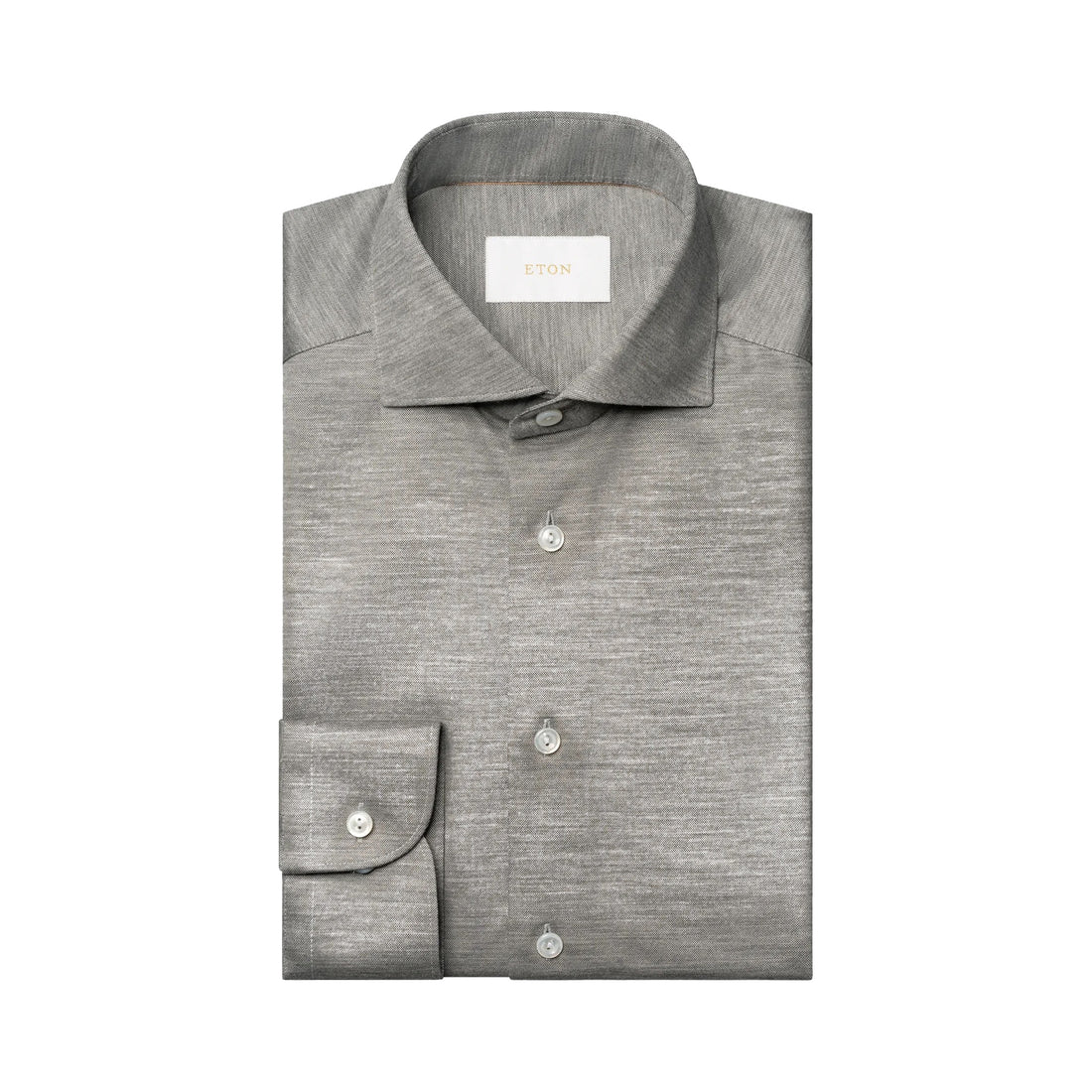 Mid Gray Knitted Merino-Lyocell Slim Fit Casual Shirt - ETON