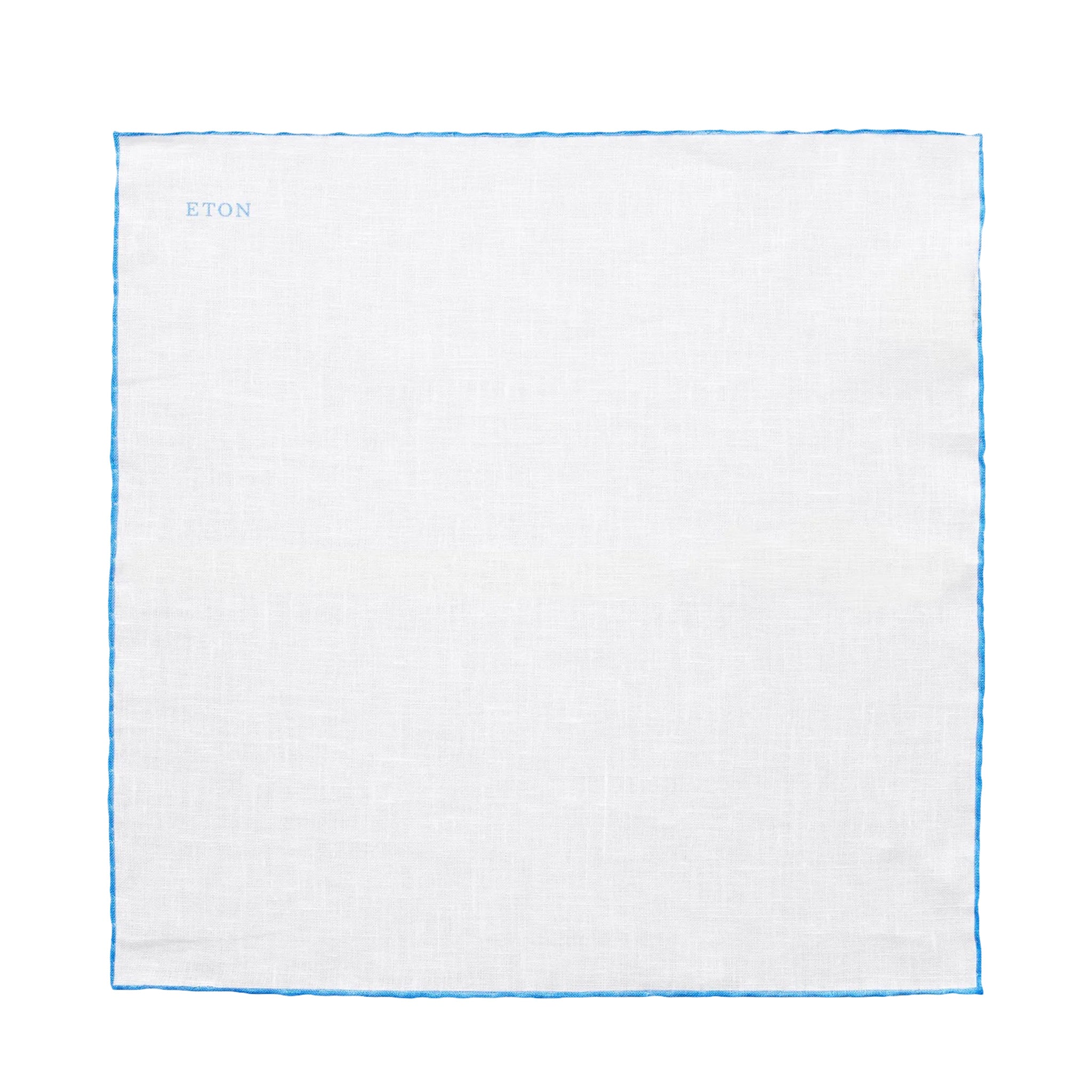 White with Mid-Blue Detail Linen Pocket Square - ETON