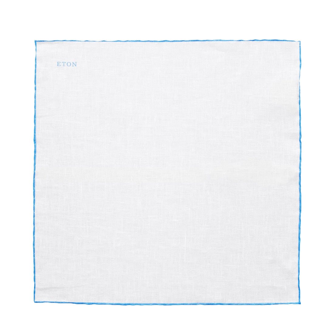White with Mid-Blue Detail Linen Pocket Square - ETON