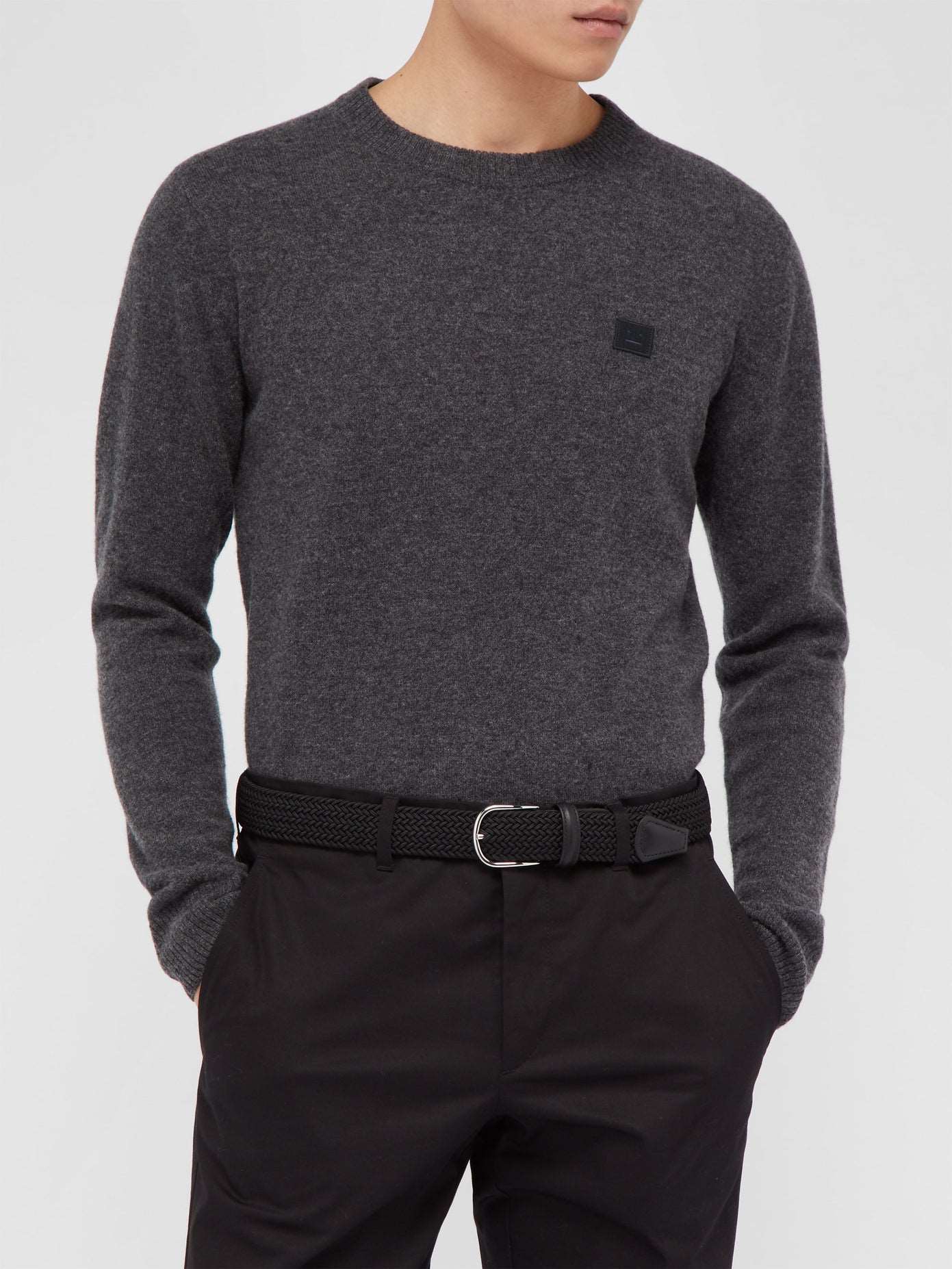 Black Solid Woven Elastic Belt - Anderson's