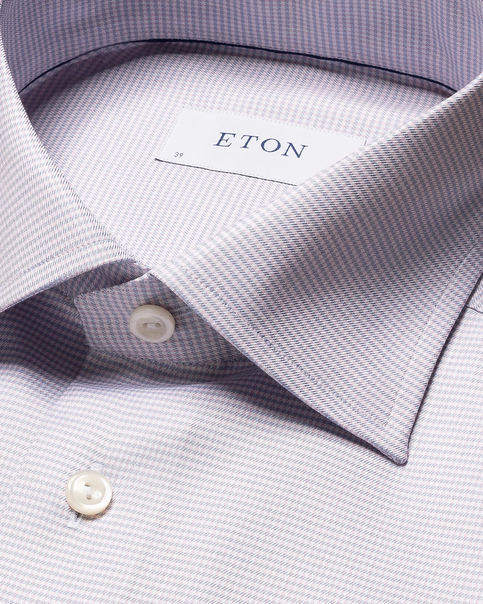 Pink Houndstooth Cotton & Tencel Contemporary Fit Shirt - ETON