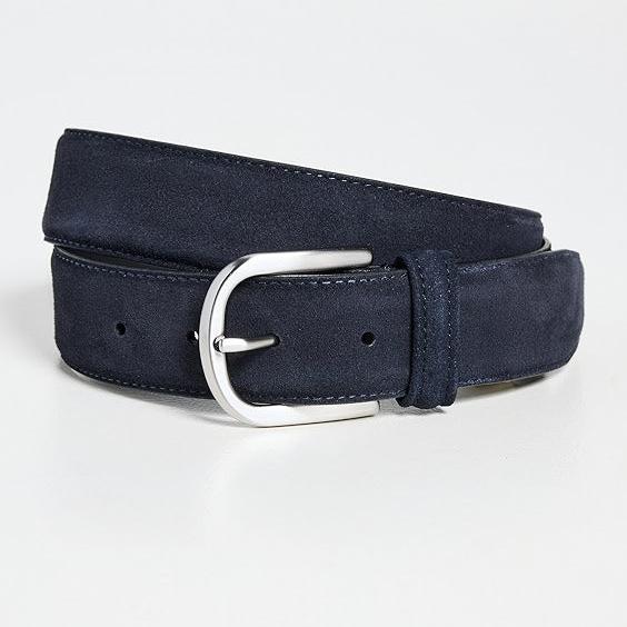 Navy Blue Suede Belt - Anderson's