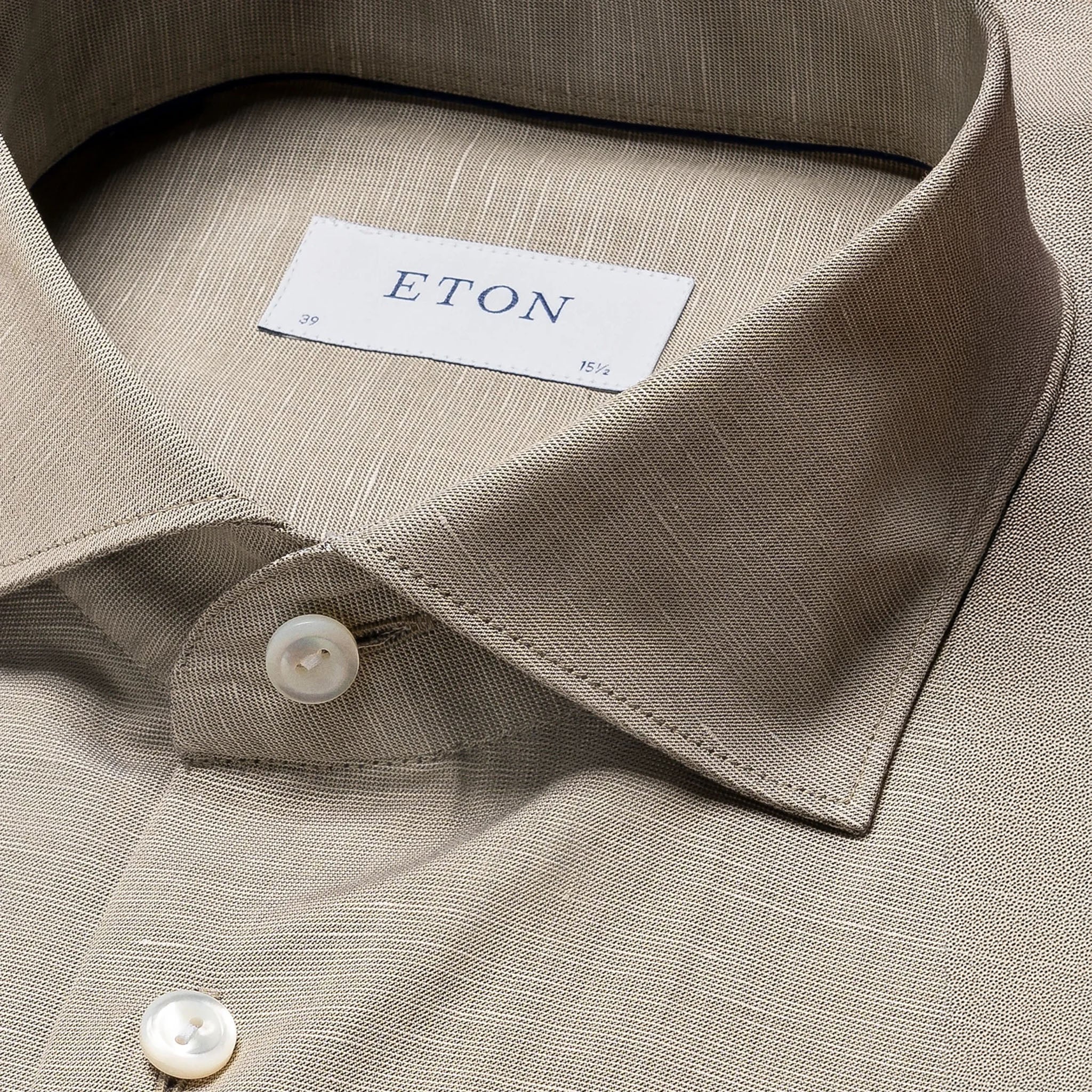 Green Solid Cotton-Linen Slim Fit Shirt - ETON