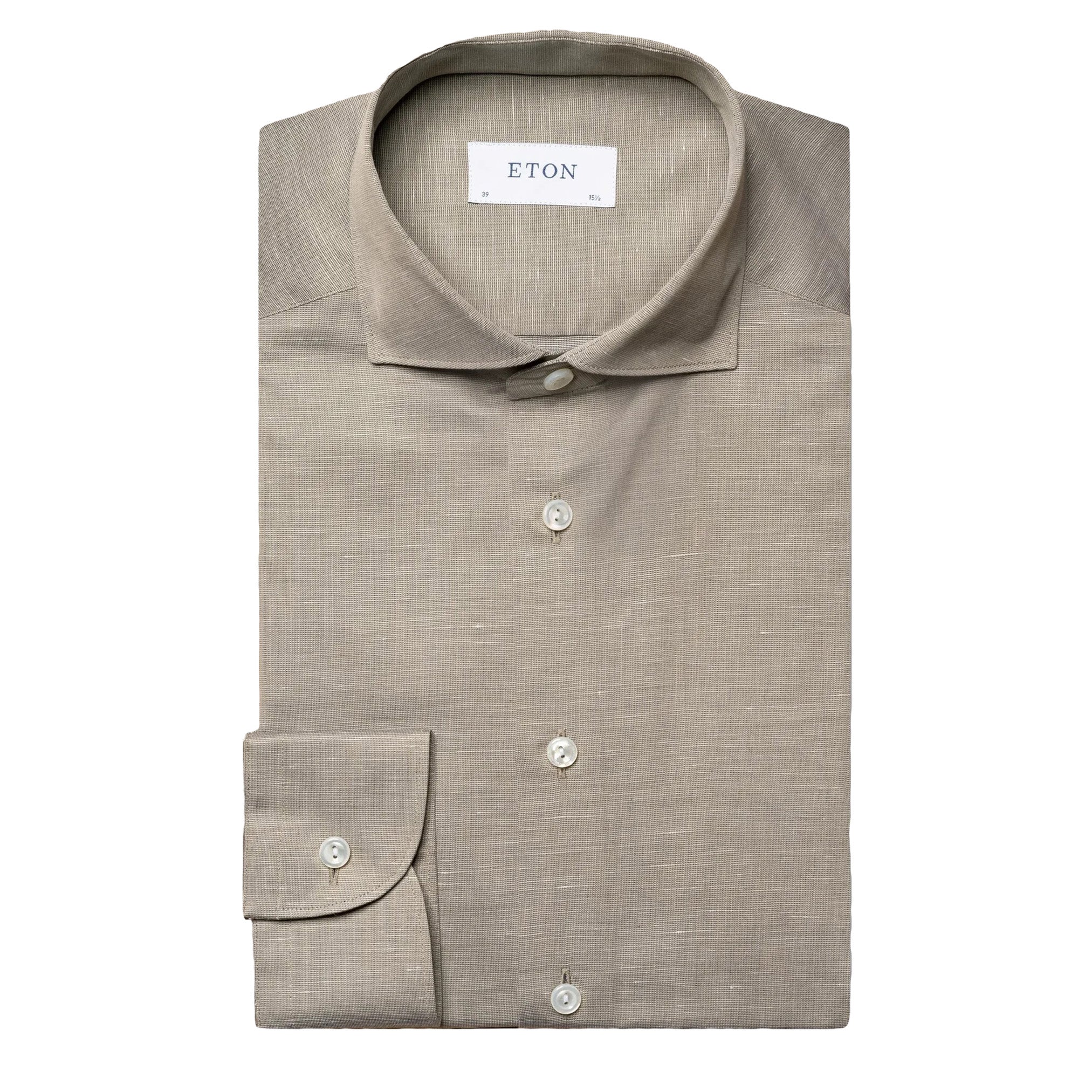 Green Solid Cotton-Linen Slim Fit Shirt - ETON