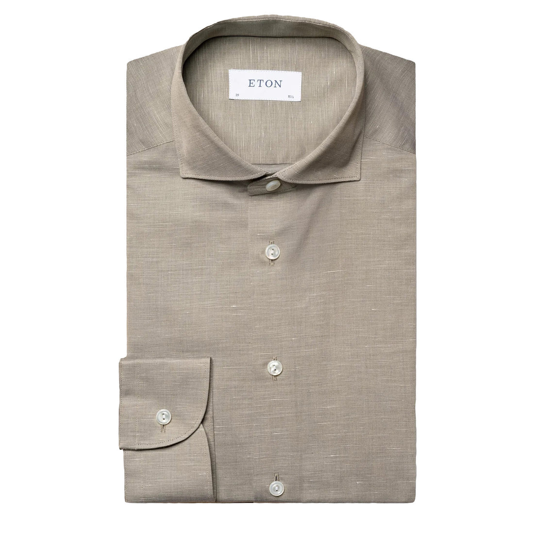 Green Solid Cotton-Linen Slim Fit Shirt - ETON