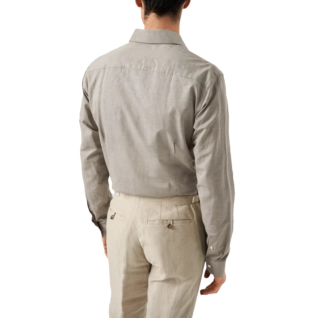 Green Solid Cotton-Linen Slim Fit Shirt - ETON