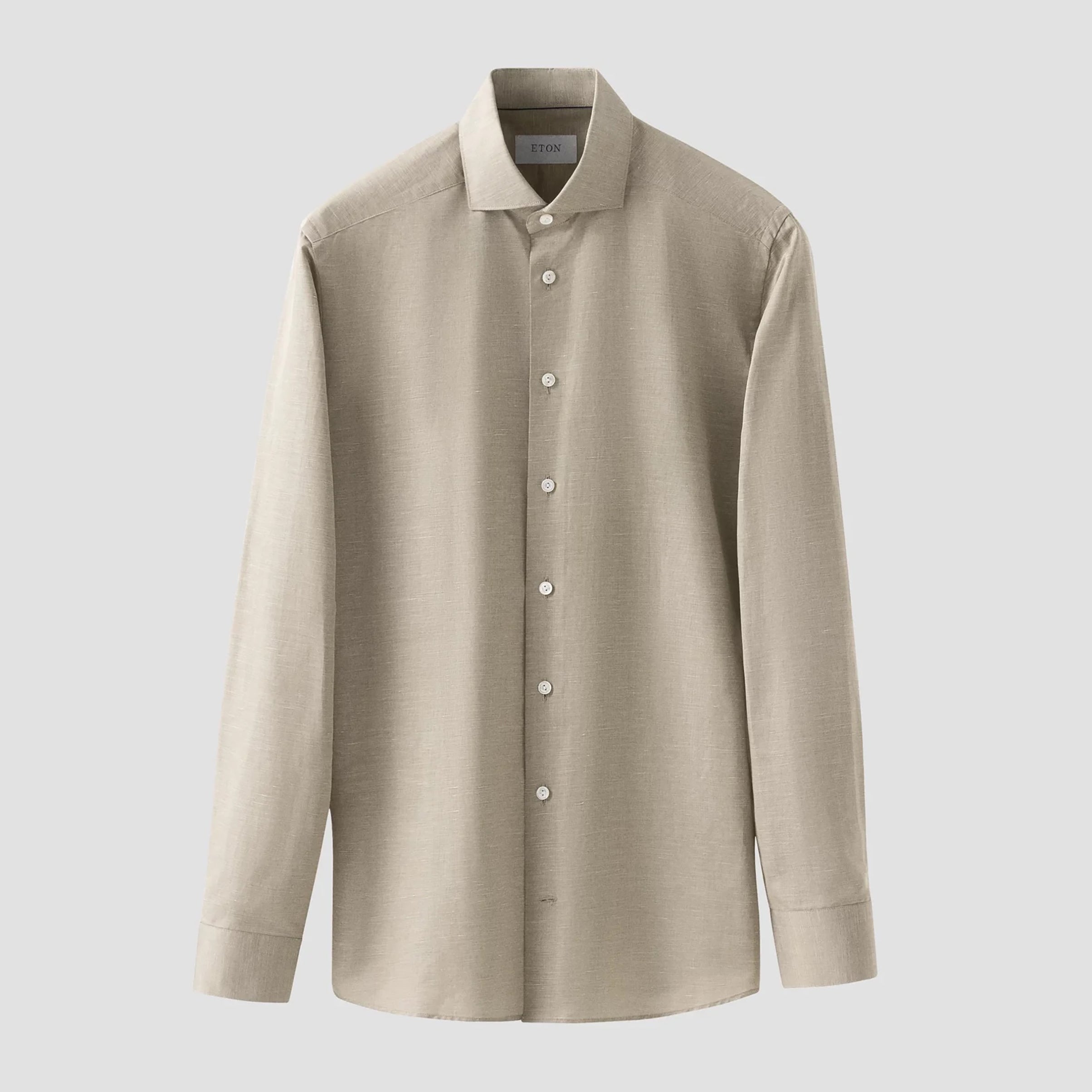 Green Solid Cotton-Linen Slim Fit Shirt - ETON