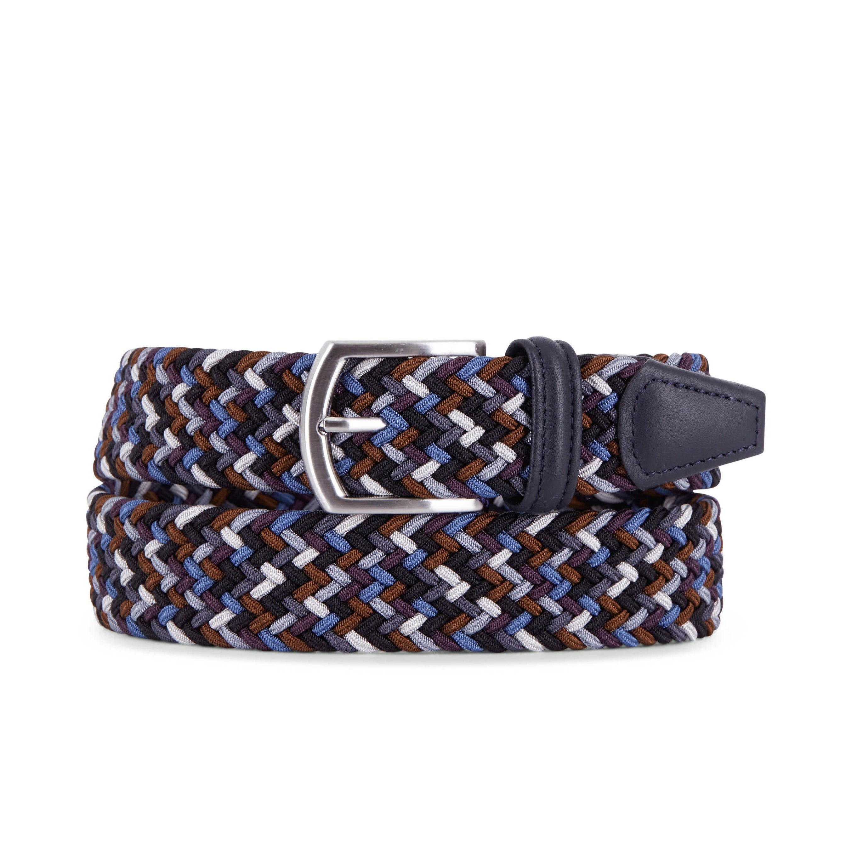 Brown & Blue Mélange Woven Belt - Anderson's