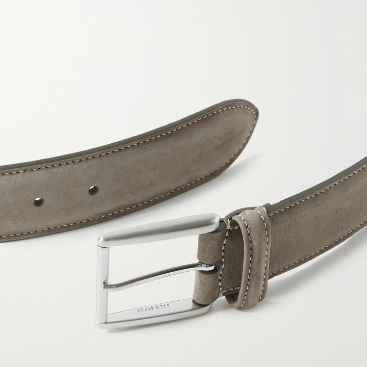 Taupe Nubuck Soft Suede Leather Belt - Anderson's