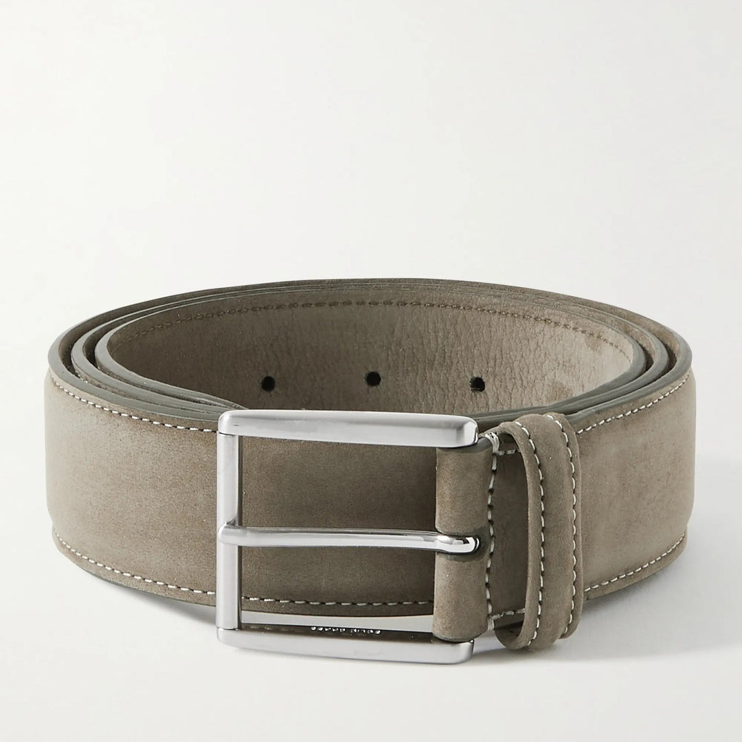 Taupe Nubuck Soft Suede Leather Belt - Anderson's