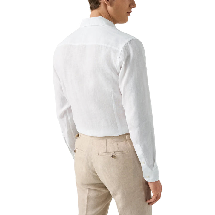 White Solid Linen Contemporary Fit Shirt - ETON