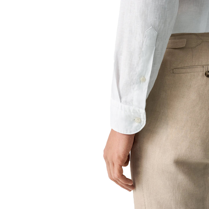 White Solid Linen Contemporary Fit Shirt - ETON