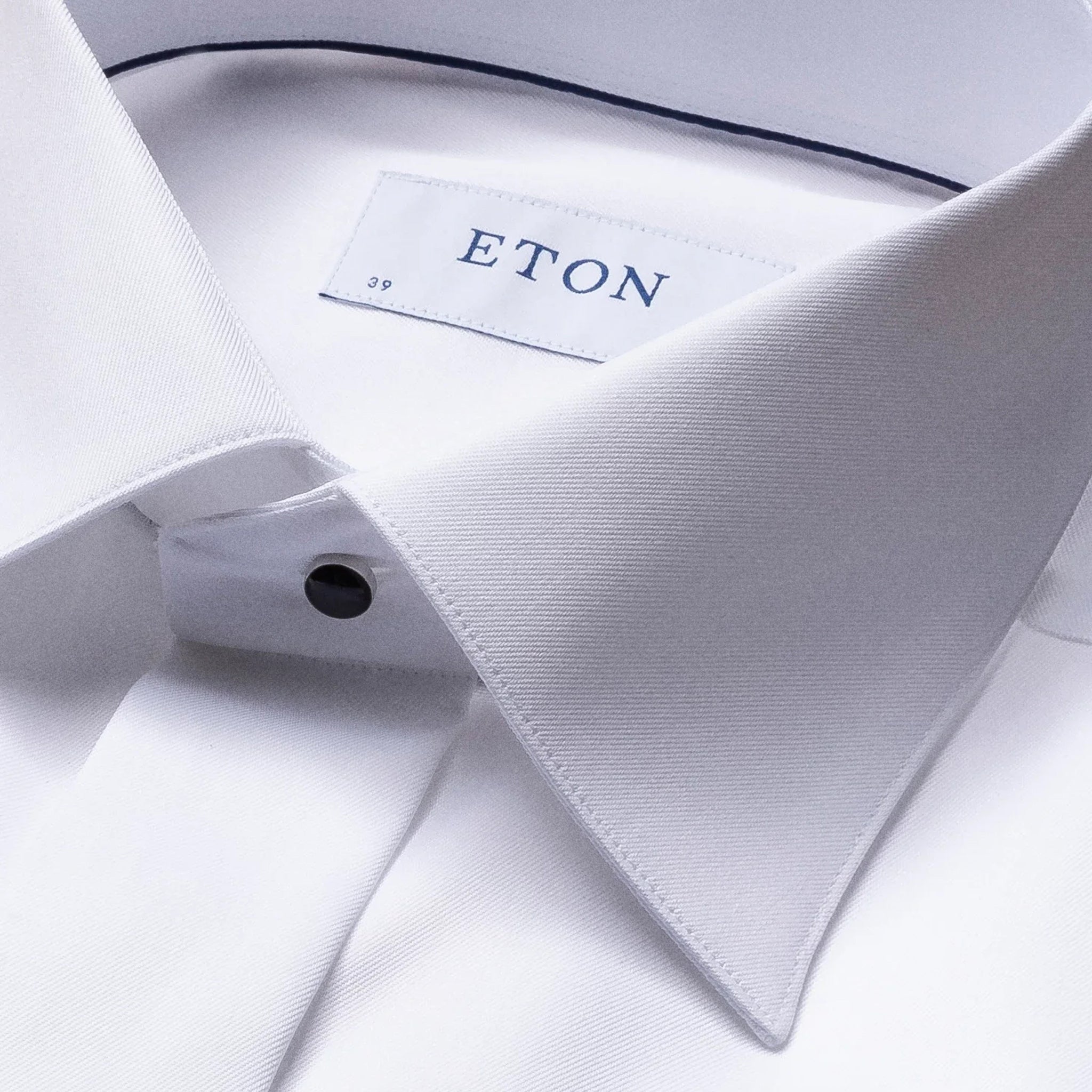 White Signature Twill Fly-Front Contemporary Fit Tuxedo Shirt - ETON