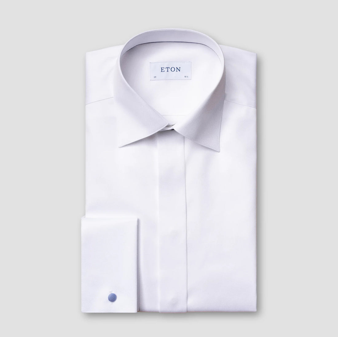White Signature Twill Fly-Front Contemporary Fit Tuxedo Shirt - ETON