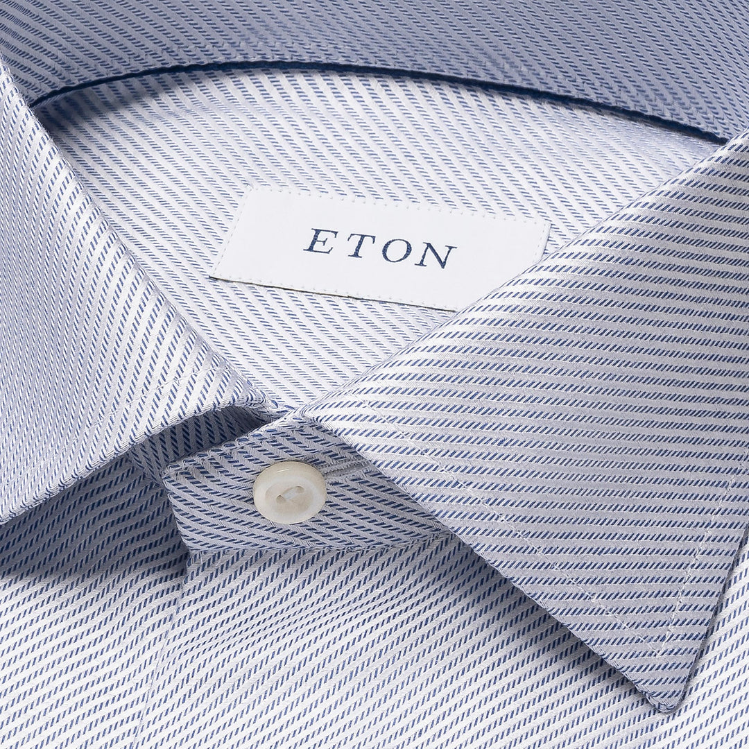 Navy Blue Twill Cotton-Tencel Slim Fit Shirt - ETON