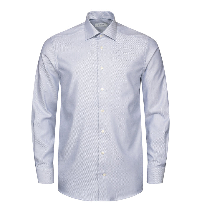 Navy Blue Twill Cotton-Tencel Slim Fit Shirt - ETON