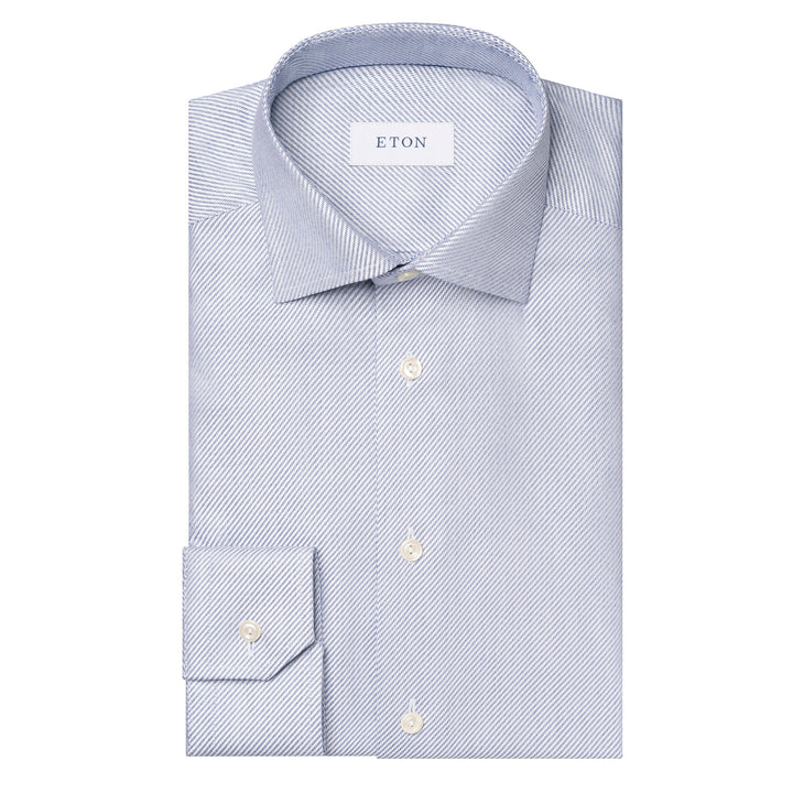 Navy Blue Twill Cotton-Tencel Slim Fit Shirt - ETON