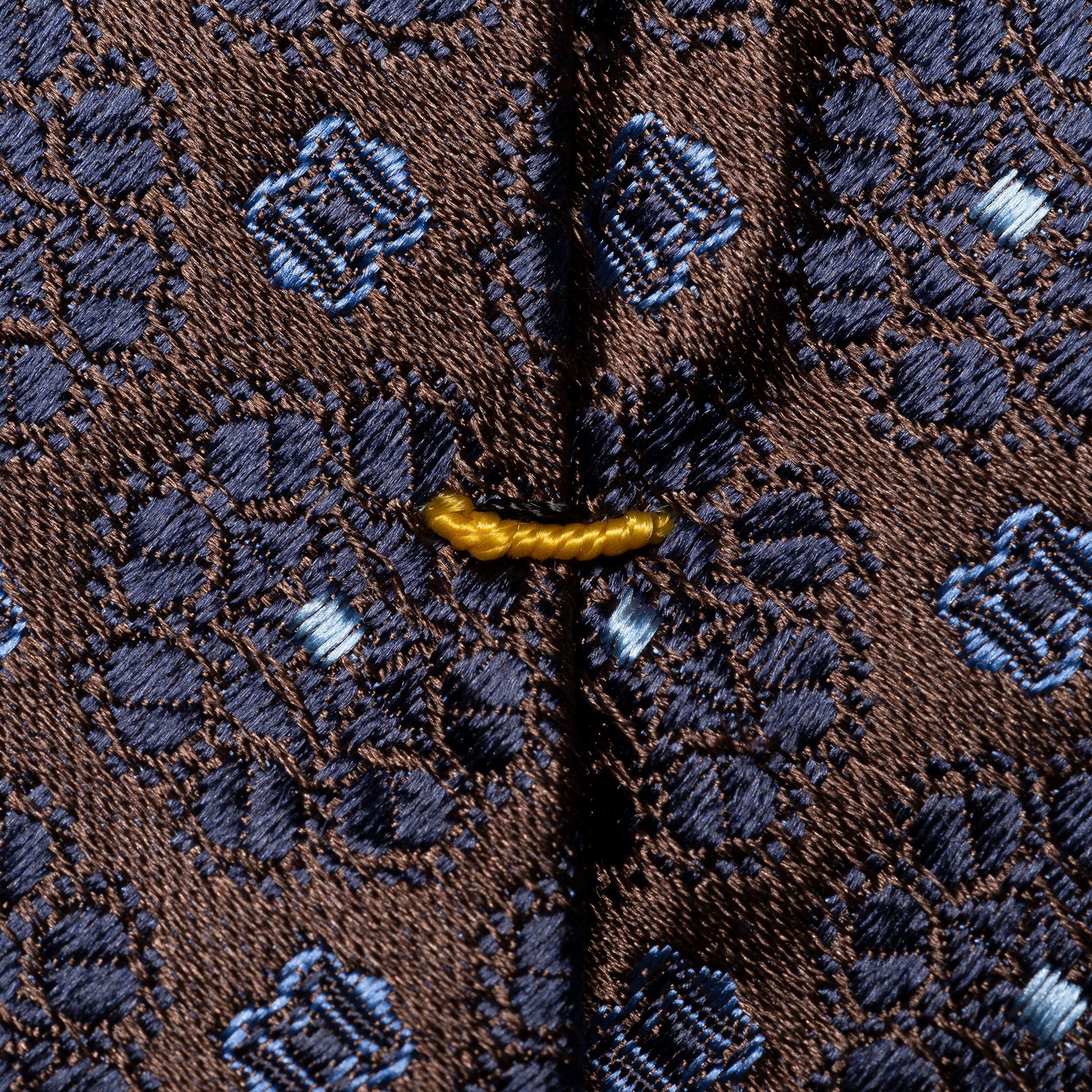 Dark Brown Medallion Pattern Woven Silk Tie - ETON
