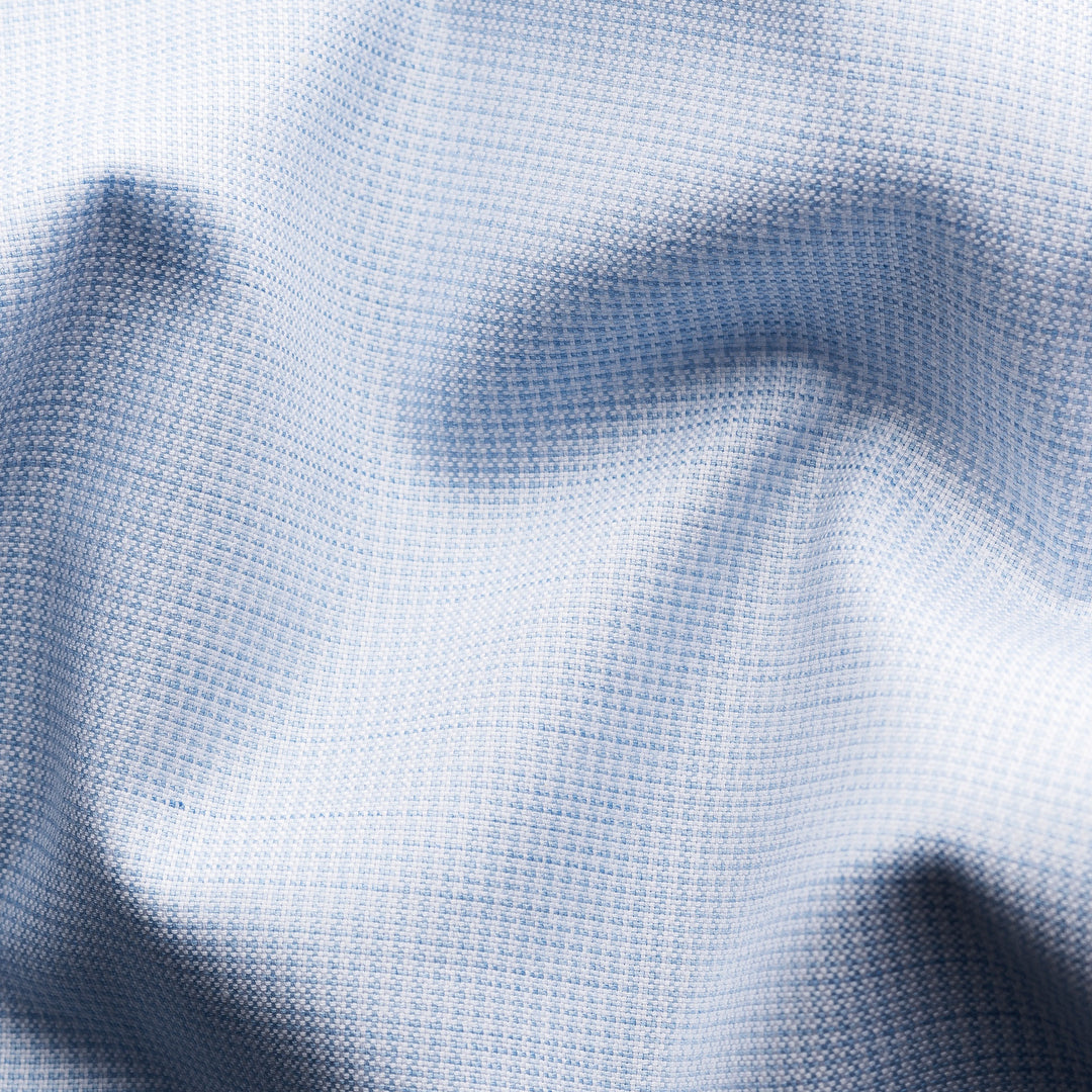 Light Blue Houndstooth Mélange Fine Twill Slim Fit Shirt - ETON