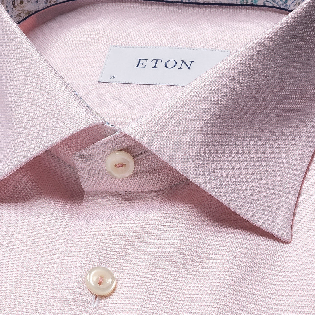 Pink Solid Oxford Cotton-Tencel Slim Fit Shirt - ETON