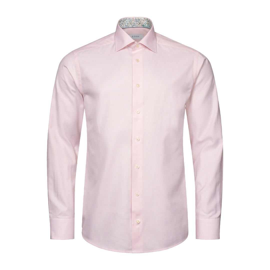 Pink Solid Oxford Cotton-Tencel Slim Fit Shirt - ETON