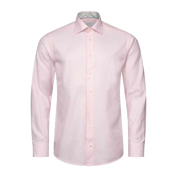 Pink Solid Oxford Cotton-Tencel Slim Fit Shirt - ETON