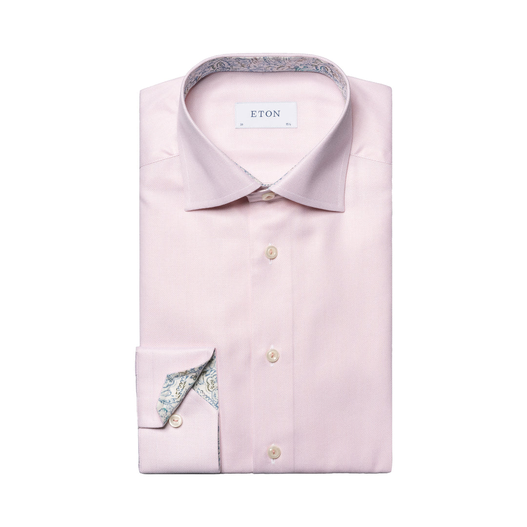 Pink Solid Oxford Cotton-Tencel Slim Fit Shirt - ETON