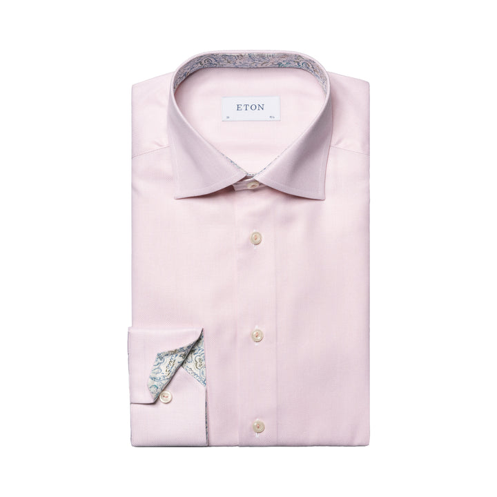 Pink Solid Oxford Cotton-Tencel Slim Fit Shirt - ETON