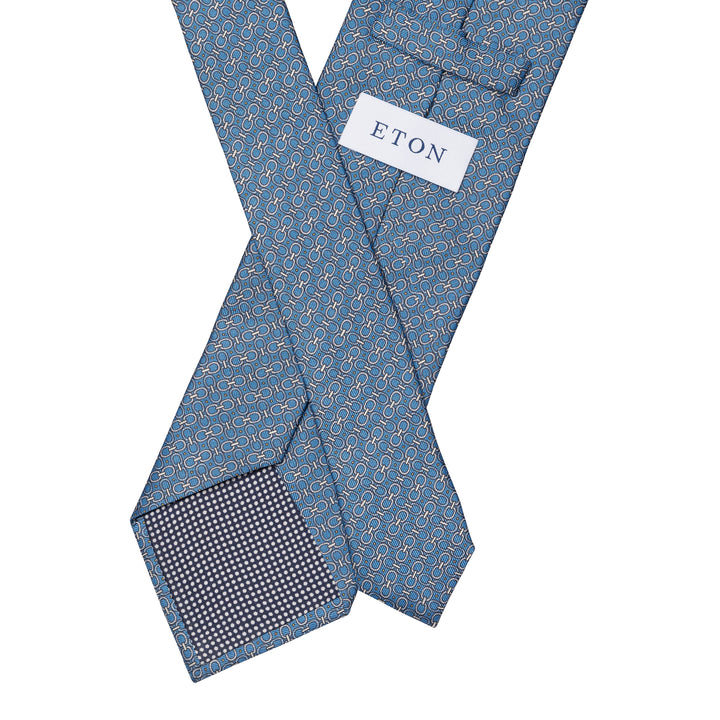 Mid Blue Geometric Print Silk Tie - ETON