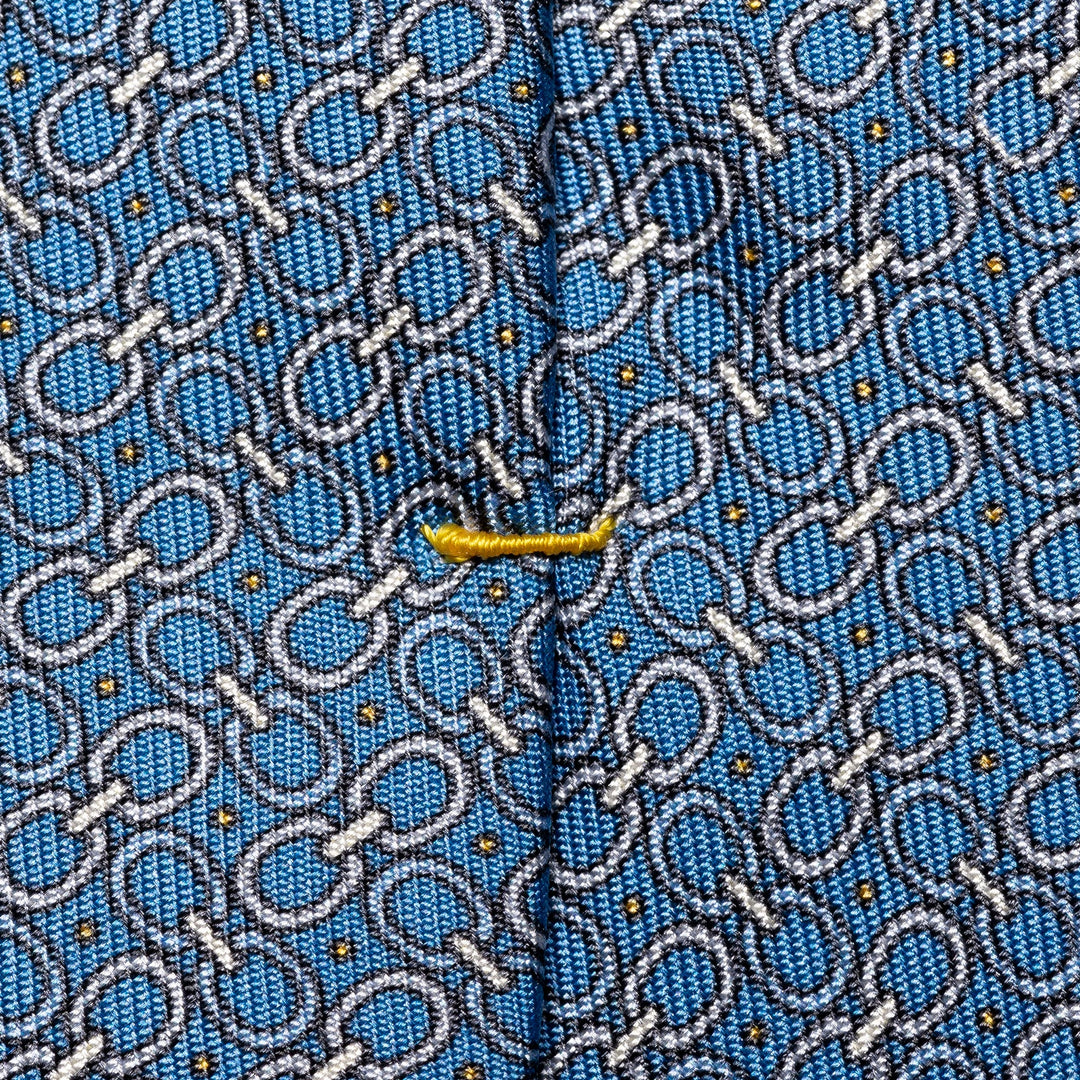 Mid Blue Geometric Print Silk Tie - ETON